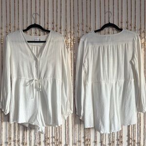 Princess Polly Ivory Linen Cotton Boho Indie Cottage Beach Long Sleeve Romper 4